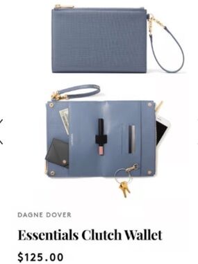 NWOT DAGNE DOVER Essentials Coated Canvas Clutch Wallet Crossbody Bag Ash Blue